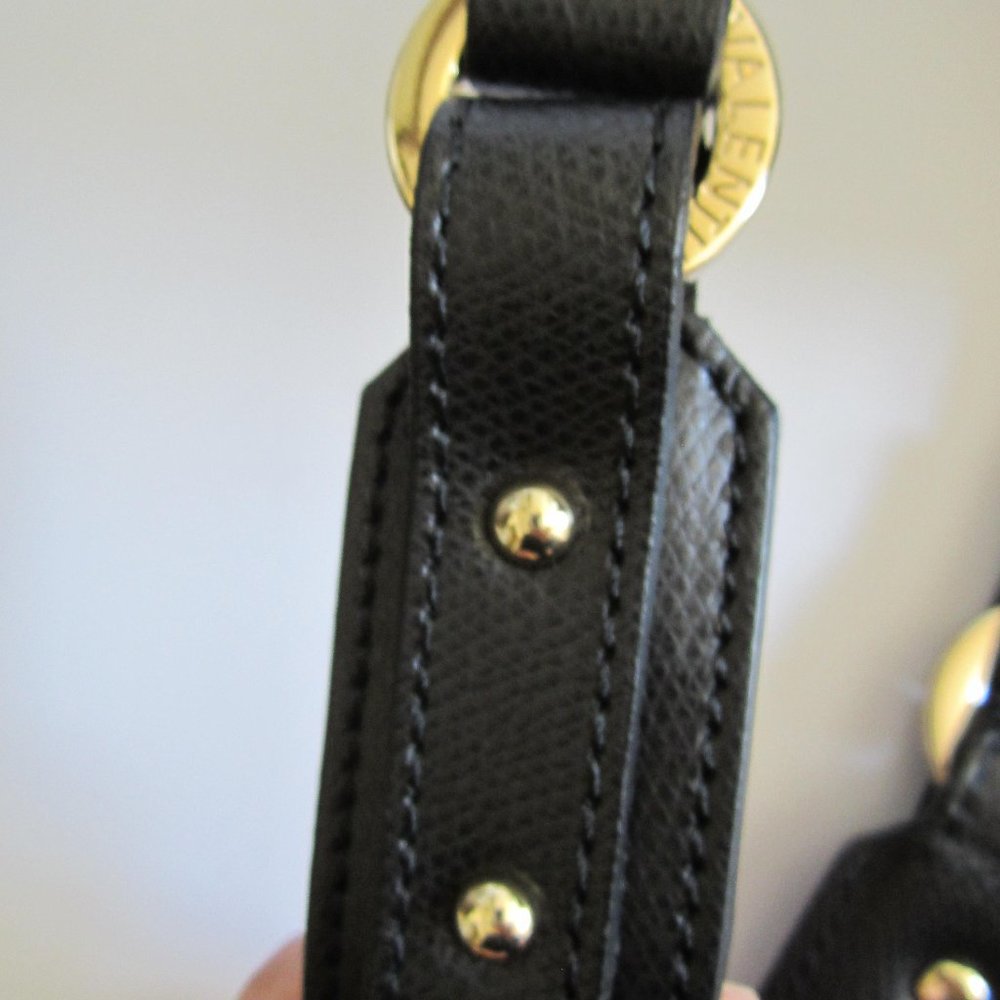 Valentino By Mario Valentino Black Leather Gold Studded Top Handle Cross… - Picture 11 of 12